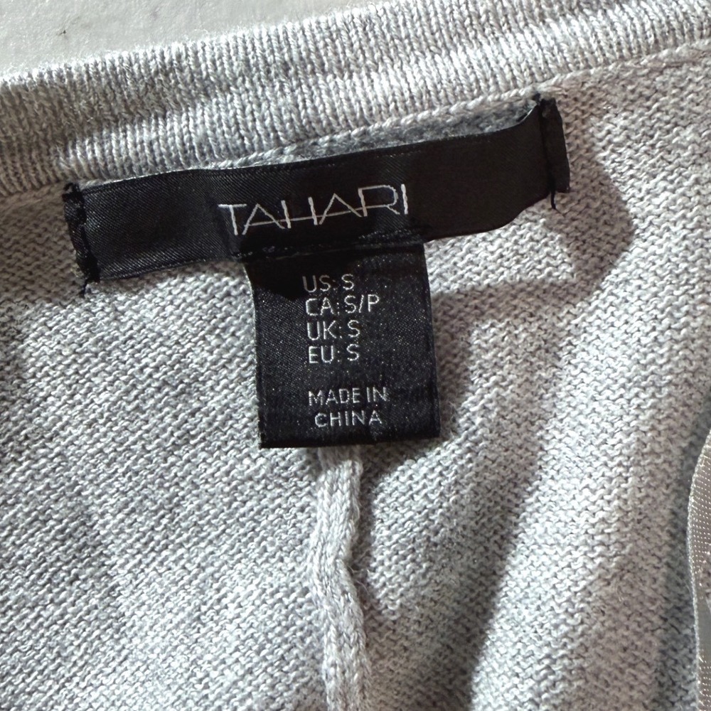 Tahari Womens Gray Cotton Cashmere Textured Open Front Longline Cardigan Size S - Picture 5 of 7